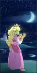 2018 alternative_fashion anthro blonde_hair blue_eyes breasts building castle claws clothing cloud collar countershade_snout countershading crescent_moon crown digital_media_(artwork) dragon_koopa dress ear_piercing female flag gloves green_face hair handwear headgear hi_res hime_lolita horn human_to_anthro j-fashion koopa lolita_(fashion) looking_at_hands mario_bros moon nintendo orange_body orange_skin piercing pink_clothing pink_dress princess_koopa princess_peach reptile scalie sharkrags shell snout solo sparkles species_transformation spiked_shell spiked_tail spikes spikes_(anatomy) star tail toe_claws torn_elbow_gloves tower transformation turtle water watsup white_horn