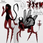 1:1 ambiguous_gender animal_humanoid antennae_(anatomy) arthropod arthropod_abdomen arthropod_humanoid black_body black_fur breasts claws colored crab_claw digital_drawing_(artwork) digital_media_(artwork) digitigrade dragonfly_wings english_text exoskeleton eyelashes eyelashes_through_hair featureless_feet feet finger_claws fur gradient_hair hair hi_res humanoid insect_wings lepidopteran_wings long_hair mantis_arms model_sheet molting multi_mouth multicolored_body multicolored_fur multicolored_hair not_furry ponytail quadruped quadrupedal_humanoid red_eyes red_mouth ribs segmented_arms segmented_body segmented_legs segmented_tail sharp_teeth size_difference spine stinger stinger_tail tail tall teeth text thesis_(vexedcalyx) thorns translucent translucent_hair two_tone_body two_tone_fur two_tone_hair vexedcalyx wings