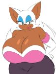 anthro bat big_breasts blue_eyeshadow breasts brown_body cleavage clothed clothing eyelashes eyeshadow female female_anthro green_eyes hi_res huge_breasts looking_at_viewer makeup mammal momijizx rouge_the_bat sega simple_background sketch smile solo sonic_the_hedgehog_(series) standing white_background wide_hips wings