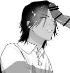  2boys akazawa_yoshiroh bar_censor censored collared_shirt commentary_request cum cum_on_body cum_on_hair cum_on_male dark-skinned_male dark_skin erection facial furrowed_brow greyscale hatching_(texture) krskwndr linear_hatching long_bangs looking_up male_focus monochrome mullet multiple_boys one_eye_closed parted_bangs parted_lips penis portrait shirt short_hair simple_background sportswear tennis_no_ouji-sama tennis_uniform upturned_eyes veins veiny_penis white_background yaoi zipper_pull_tab 