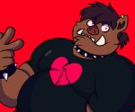  anthro black_clothing clothing collar edgy male mammal overweight overweight_male owen_the_boar pork_baozu red_eyes sharp_teeth shirt suid suina sus_(pig) teeth tight_clothing tight_shirt tight_topwear topwear 