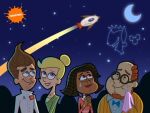  2girls 3boys aged_up carl_wheezer cindy_vortex collared_shirt commentary constellation crescent_moon crying crying_with_eyes_open dark-skinned_female dark_skin dreadlocks english_commentary jimmy_neutron_(series) libby_folfax moon multiple_boys multiple_girls sheen_estevez shirt short_hair smile tears tehnutball the_fairly_oddparents toon_(style) 