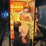  2boys 2girls absurdres arttheratpist black_hair blush breasts commentary english_commentary english_text fellatio freckles frown futa_with_female futanari glasses gloves headset highres large_breasts long_hair multiple_boys multiple_girls night open_mouth oral orange_gloves orange_hair orange_thighhighs original outdoors penis ponytail public_indecency purple_eyes testicles thighhighs uncensored underboob 