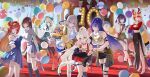  6+girls absurdres ai_dongdong anniversary balloon black_shorts black_skirt blue_dress blue_shirt blue_skirt breasts bronya_zaychik bronya_zaychik_(silverwing:_n-ex) brown_hair cleavage commentary_request crossed_arms dress female_dreamseeker_(herrscher_of_time)_(honkai_impact) female_dreamseeker_(honkai_impact) fu_hua fu_hua_(fenghuang_of_vicissitude) green_skirt grey_hair high_heels highres homu_(honkai_impact) honkai_(series) honkai_impact_3rd kiana_kaslana kiana_kaslana_(ba-dum!_fiery_wishing_star) large_breasts leylah_(honkai_impact) long_hair long_skirt looking_at_viewer medium_breasts multiple_girls purple_eyes purple_hair raiden_mei raiden_mei_(xentinel:_dawnbearing_crescent) red_eyes red_hair red_tank_top seele_vollerei senadina shirt short_hair shorts skirt smile tank_top theresa_apocalypse theresa_apocalypse_(astralop) thighhighs very_long_hair white_hair white_shirt white_thighhighs 