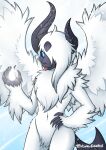  5_fingers absol ambiguous_gender anthro azural_cobaltros feathered_wings feathers fingers hi_res horn ishai magic_user nintendo pok&eacute;mon pok&eacute;mon_(species) solo video_games wings 