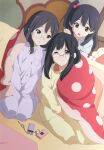  ;) anime_coloring aqua_pajamas artbook asagiri_shiori between_legs black_hair blue_eyes brown_eyes cellphone cellphone_charm center-flap_bangs character_charm charm_(object) child closed_mouth commentary_request d: double-parted_bangs dutch_angle flip_phone frills glasses grey_hair hair_bobbles hair_ornament hand_between_own_legs hands_on_another's_head highres indoors kitashirakawa_anko kitashirakawa_tamako light_blush long_hair looking_at_another looking_at_viewer low_twintails messy_hair mole mole_on_neck morning non-web_source official_art okamura_kouhei one_eye_closed one_side_up over-rim_eyewear pajamas phone polka_dot purple_eyes purple_pajamas round_eyewear scan self-scan semi-rimless_eyewear siblings sisters sitting smile tamako_market twintails wariza wrapped_in_blanket yellow_pajamas yokozuwari 