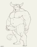  4:5 anthro balls belly biceps big_penis bovid bovine butt cattle chubby_male erection feet genitals hi_res horn male mammal musclegut muscular muscular_anthro muscular_male nipples papyreit pecs penis slightly_chubby solo vein veiny_penis 