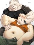  &lt;3 2021 3:4 anthro barazoku belly blush bottomwear clothing duo fur hi_res humanoid_hands kemono male male/male mammal muscular muscular_male navel nikiciy overweight overweight_male pants polar_bear shirt topwear ursid ursine white_body white_fur 