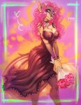  &lt;3 anthro big_breasts breasts canid canine canis clothed clothing digital_media_(artwork) dress female flower fur hair hi_res leonifa long_hair looking_at_viewer mammal plant simple_background smile solo wolf 