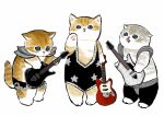  :&lt; animal armor black_leotard brown_fur cat electric_guitar grey_fur guitar heavy_metal highres instrument kitten leotard mofu_sand music orange_fur original paw_up paws playing_instrument 