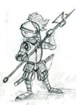  2016 ambiguous_gender anthro armor black_and_white closed_frown clothing cuirass gauntlets gloves graphite_(artwork) grass greaves halberd handwear headgear helm_(armor) helmet helmet_crest holding_object holding_polearm holding_weapon lagomorph leporid low_res mammal medieval medieval_armor melee_weapon monochrome pauldron plant plate_armor polearm poleaxe rabbit sabatons scabbard sheathed_sword sheathed_weapon simple_background sketch solo spiff sword tasset tassets traditional_media_(artwork) visor weapon white_background 