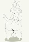  anthro big_breasts big_butt breasts butt digital_media_(artwork) domestic_cat dragon_ball dragon_ball_super dragon_ball_z feet felid feline felis female fur hair hand_on_butt hi_res huge_butt looking_at_viewer mammal nr_ac nude one_eye_closed puar side_boob simple_background smile solo thick_thighs wink 