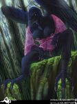  anthro asian_mythology avian bird breasts corvid corvus_(genus) crow demon east_asian_mythology female forest genitals japanese_mythology mythology non-mammal_breasts oscine passerine plant pussy salonkitty solo tengu text tree url yōkai 