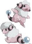  absurdres commentary_request flaaffy gen_2_pokemon highres looking_back multiple_views no_humans open_mouth ouran pokemon pokemon_(creature) signature simple_background tongue white_background 