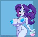  big_breasts breasts english_text female friendship_is_magic hair hasbro hi_res huge_breasts humanoid jrvanesbroek my_little_pony nipples nude purple_hair rarity_(mlp) solo text white_body white_skin 