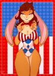  anthro barnivere breasts cleavage clothed clothing female hair hi_res lagomorph leporid mammal rabbit solo stars_and_stripes united_states_of_america 