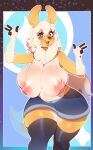  anthro areola big_breasts bottomwear breasts clothing female hi_res higgyy huge_breasts mammal shorts solo thick_thighs wide_hips 