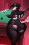  absurd_res anthro big_butt billiard_table blush butt canid canine clothing hi_res huge_butt kittell_(artist) looking_back male_(lore) mammal panties solo tight_clothing underwear wide_hips 