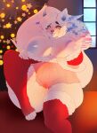 anthro belly big_breasts breasts canid canine christmas clothing curvy_figure digital_creature female fox genitals hi_res higgyy holidays legwear mammal negligee nipples pussy slightly_chubby solo thick_thighs thigh_highs voluptuous wide_hips 