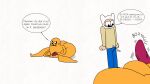 21twentyone12(artist) adventure_time bulge canid canine canis cartoon_network domestic_dog duo eyes finn_the_human genitals hi_res jake_the_dog male male/male mammal penis pink weiner 