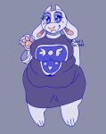  2020 anthro big_breasts breasts chubby_female claws digital_drawing_(artwork) digital_media_(artwork) english_text female fur grey_background hi_res horn kucilasua overweight overweight_anthro overweight_female pawpads signature simple_background slightly_chubby solo text toriel toriel_(undertale) undertale video_games white_body white_fur wide_hips 