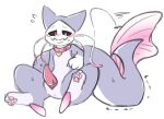  anthro big_tail blush catfish collar embarrassed fin fish genitals male marce_(vapmarce) marine pawpads paws penis shinyumbre shy slit solo spread_legs spreading tailwag tapering_penis twitching 