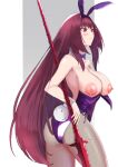  1girl animal_ears areolae breasts bunny_ears fate/grand_order fate_(series) gae_bolg_(fate) large_areolae playboy_bunny red_eyes red_hair scathach_(fate) scathach_(fate)_(all) 