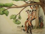  animal_genitalia backpack blacktara breasts brother canid canine drawing female forest fox foxtail furryart genitals hiker male male/female mammal nature nude painting_(artwork) plant playing sheath sibling sister toy traditional_media_(artwork) tree wanderer watercolor_(artwork) wood 