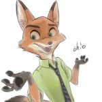  2021 anthro black_pawpads canid canine cheek_tuft clothed clothing dipstick_ears disney facial_tuft fox fur gloves_(marking) hi_res inner_ear_fluff male mammal markings multicolored_ears necktie nick_wilde open_mouth open_smile pawpads red_fox ruhou_shio shirt signature simple_background smile solo topwear tuft white_background zootopia 