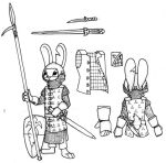  2016 3_toes 4_fingers anthro armor barefoot belt black_and_white bottomwear carrot chainmail clothing feet fingers food front_view furgonomics gambeson gauntlets gloves handwear headgear heater_shield helm_(armor) helmet holding_object holding_polearm holding_spear holding_weapon lagomorph leporid male mammal medieval melee_weapon model_sheet monochrome notched_ear pants plant plantigrade polearm rabbit rear_view scabbard scut_tail sheathed_knife sheathed_sword sheathed_weapon shield simple_background solo spear spiff standing sword toes traditional_media_(artwork) vegetable weapon white_background white_bottomwear white_clothing white_pants 