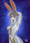  anthro bedroom_eyes big_breasts breasts cybernetics cyberpunk cyborg disney esahma female fur hi_res judy_hopps lagomorph leporid machine mammal narrowed_eyes nipples nude rabbit robot seductive slim zootopia 