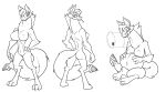  anthro barrel bethesda_softworks black_and_white breasts digitigrade fallout fangs featureless_nipples female front_view genitals hand_on_hip hand_on_stomach hi_res looking_aside looking_at_viewer model_sheet monochrome munesol navel night_stalker_(fallout) nude pussy rattle_(anatomy) rear_view simple_background sitting solo standing thick_neck tongue tongue_out video_games white_background 