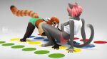  ailurid anthro areola breasts claws clothed clothing domestic_cat duo eye_contact felid feline felis female fur hair hi_res looking_at_another mammal nipples oini red_panda twister 