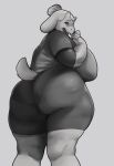  anthro big_breasts big_butt bovid breasts butt caprine clothed clothing conditional_dnp curvy_figure exercise_clothing female floppy_ears goat hair hair_bun hi_res horn huge_butt legwear looking_back mammal mature_female muscular muscular_anthro muscular_female open_mouth overweight overweight_anthro overweight_female panty_lines short_tail smile solo spandex thick_thighs tight_clothing tights toriel undertale video_games voluptuous white_body xopachi 
