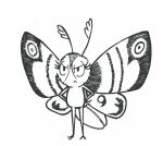  angry angry_eyes antennae_(anatomy) arthropod el_se&ntilde;or_erizo eyelashes female godzilla_(series) insect kaiju lepidopteran looking_at_viewer monochrome moth mothra mothra_(series) simple_background solo toho wings 