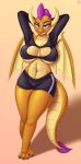  anthro big_breasts breasts dragon female friendship_is_magic hasbro hi_res my_little_pony nexcoyotlgt nipple_outline non-mammal_breasts orange_body pose smolder_(mlp) solo wide_hips 