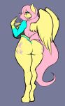  anthro anthrofied big_butt bikini_thong butt clothing equid equine feathers female fluttershy_(mlp) friendship_is_magic hair hasbro hi_res mammal my_little_pony one-piece_swimsuit pegasus pink_hair solo swimwear wings xelsword yellow_body yellow_feathers 