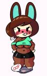  animal_crossing anthro argylesockx blush bodily_fluids carmen_(animal_crossing) female nintendo short_stack solo sweat video_games wide_hips workout_clothing 