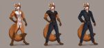  4_toes 5_fingers anthro belt canid canine clock clothed clothing ears_up eyewear feet fingers fox fur glasses koul looking_away male mammal nude orange_body orange_fur paws red_body red_fur smile solo standing toes watch white_body white_fur 