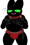  anthro begging begging_pose black_body black_fur blush bulge cartoon_network clothing collar domestic_cat felid feline felis fur green_eyes hi_res leash male mammal mao_mao:_heroes_of_pure_heart musclecgut nemhippie pecs pose sheriff_mao_mao_mao solo underwear 