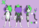  anthro da_xxx_cat domestic_cat felid feline felis fur green_body green_fur hi_res male mammal model_sheet purple_body purple_fur solo tongue 