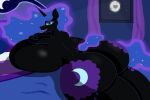  anthro bed big_breasts breasts butt curtains cutie_mark equid equine female friendship_is_magic furniture horn huge_breasts mammal moon my_little_pony night nightmare_moon_(mlp) pilot129 solo unicorn window 