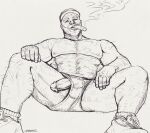  abs balls biceps body_hair briefs bulge butt chest_hair cigar clothing daddy_kink footwear genitals hairy hat headgear headwear human humanoid looking_at_viewer male mammal muscular muscular_male nipples papyreit pecs penis reclining shoes sitting smoking socks solo transformation transformation_sequence underwear 