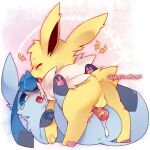  ambiguous_gender ambiguous_penetrated blue_body blue_fur blush bodily_fluids chikorita_moon crying cum cum_inside duo eeveelution eyes_closed feral fur genital_fluids glaceon hi_res jolteon knot knot_root male male/ambiguous male_penetrating male_penetrating_ambiguous nintendo open_mouth penetration pok&eacute;mon pok&eacute;mon_(species) sex tears video_games yellow_body yellow_fur 