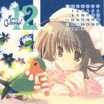  2008 bird brown_eyes brown_hair calendar_(medium) christmas december hat highres mitsumi_misato original solo 