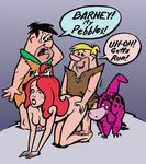  angry barney_rubble bivouac breasts butt caught clothed clothing daughter dialog dino dinosaur english_text father female feral fred_flintstone hanna_barbera human humor male mammal nipples nude parent parody pebbles_flintstone scalie sex smile straight surprise text the_flintstones the_pebbles_and_bamm-bamm_show 