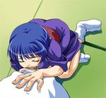  ai_yori_aoshi animated animated_gif blue_hair censored fellatio hetero lowres mosaic_censoring oral penis sakuraba_aoi socks solo_focus 