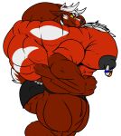  2018 absurd_res alternate_species anthro antlers big_muscles big_pecs black_nipples body_hair boxers_(clothing) cervid cervine chest_hair clothed clothing earpiece eyewear fierglief fierglief_(character) glasses hi_res horn huge_muscles huge_pecs hyper hyper_muscles hyper_pecs looking_at_viewer male mammal muscular muscular_anthro muscular_male nipple_piercing nipples pecs piercing side_view smile solo standing underwear underwear_only yellow_eyes 