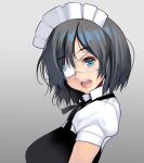  absurdres bandages black_hair blue_eyes eyepatch highres looking_at_viewer maid maid_headdress masao open_mouth original short_hair smile 