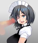  absurdres black_hair blue_eyes censored crying crying_with_eyes_open cum cumdrip eye_socket highres looking_at_viewer maid maid_headdress masao mosaic_censoring open_mouth original penis penis_in_eye short_hair skull_fucking tearing_up tears 